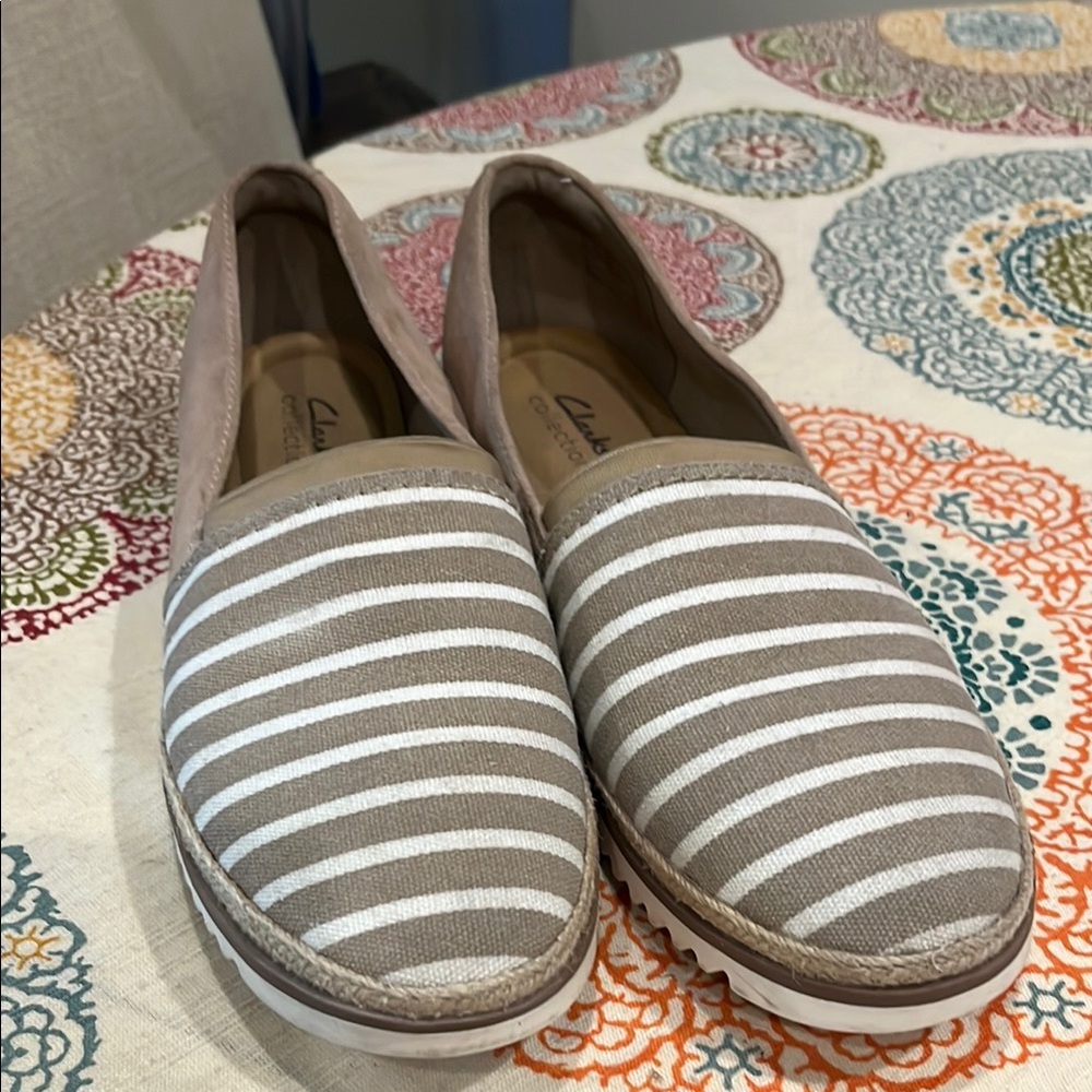 Clarks Collection Serena Paige Striped Slip-On Shoes size 12 women’s